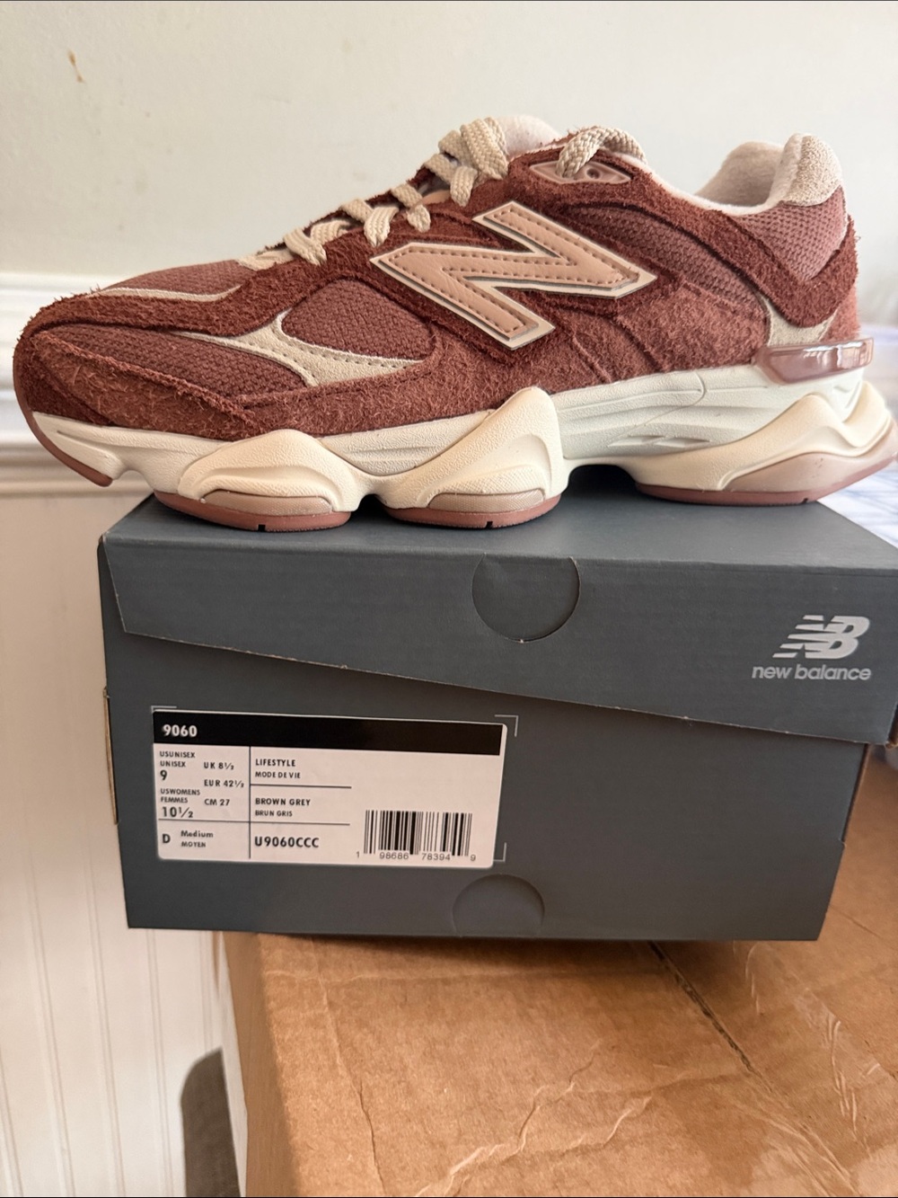 New Balance Brown and Cream Women's Chunky Suede Trainer